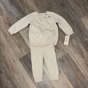 Cat & Jack Baby 18m oatmeal 2pc Knit set New